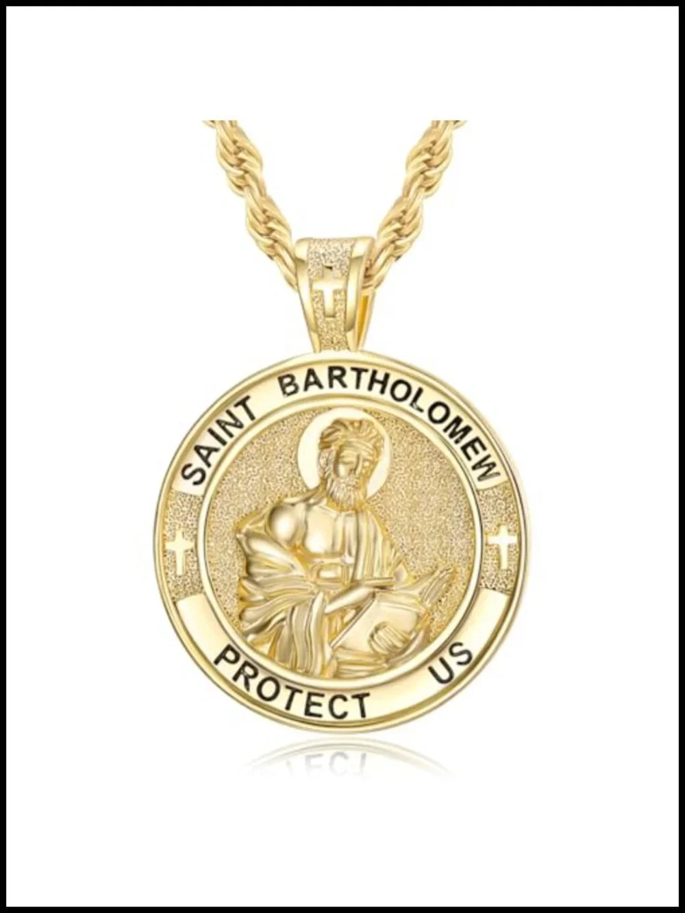 14K Gold Plated Saint Dymphna Pendant Necklace Catholic Religious Gift with